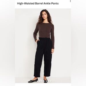 Old Navy High Waisted Barrel Ankle Pants Black Women's XL Stretch Waist